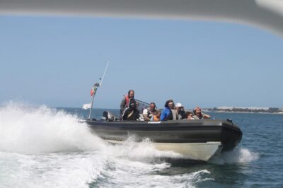 Lisbon: Speedboat Trip to Bugio Lighthouse - The fast run past 25 de Abril Bridge: the view that hits first