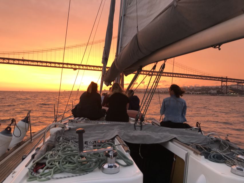 Lisbon Sunset Sailing – Small Group (max 10) Wine & History - Getting to Doca de Santo Amaro under the 25th of April Bridge