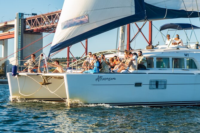 Private Catamaran Tour: Lisbon coast cruise with barbecue and drinks - West toward Cascais: the Estoril coast feels calmer from Atlantic water