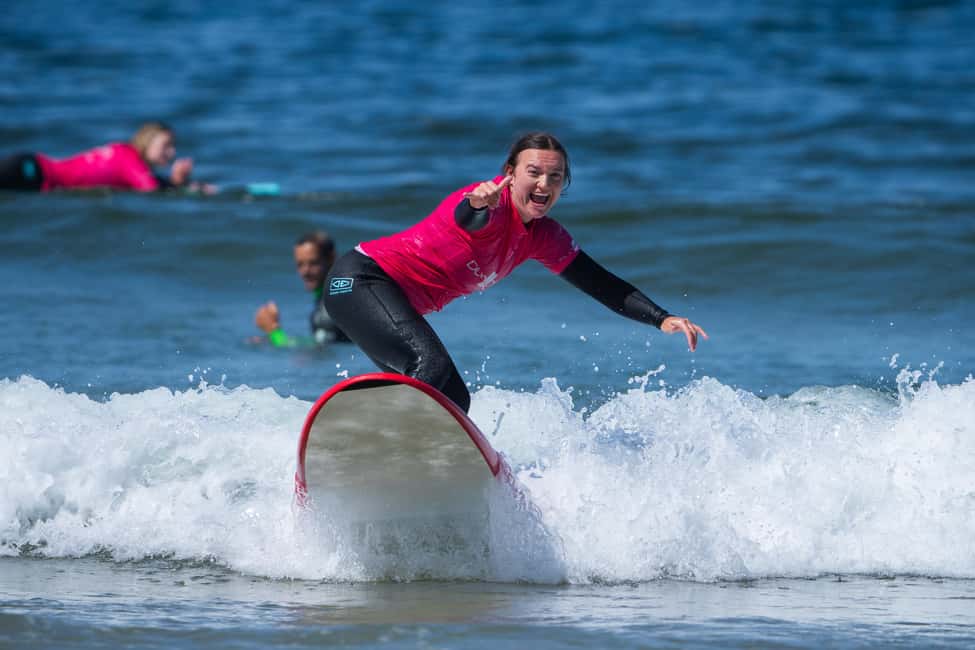 Surf Class in Caparica - Praia do Castelo’s 2-hour surf class setup